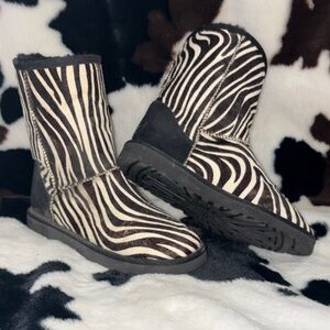 UGG Black and White Zebra Print Winter Boots